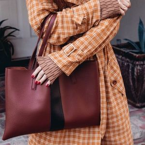 VINCE CAMUTO NWOT "Luck" Striped Tote Bag Vegan